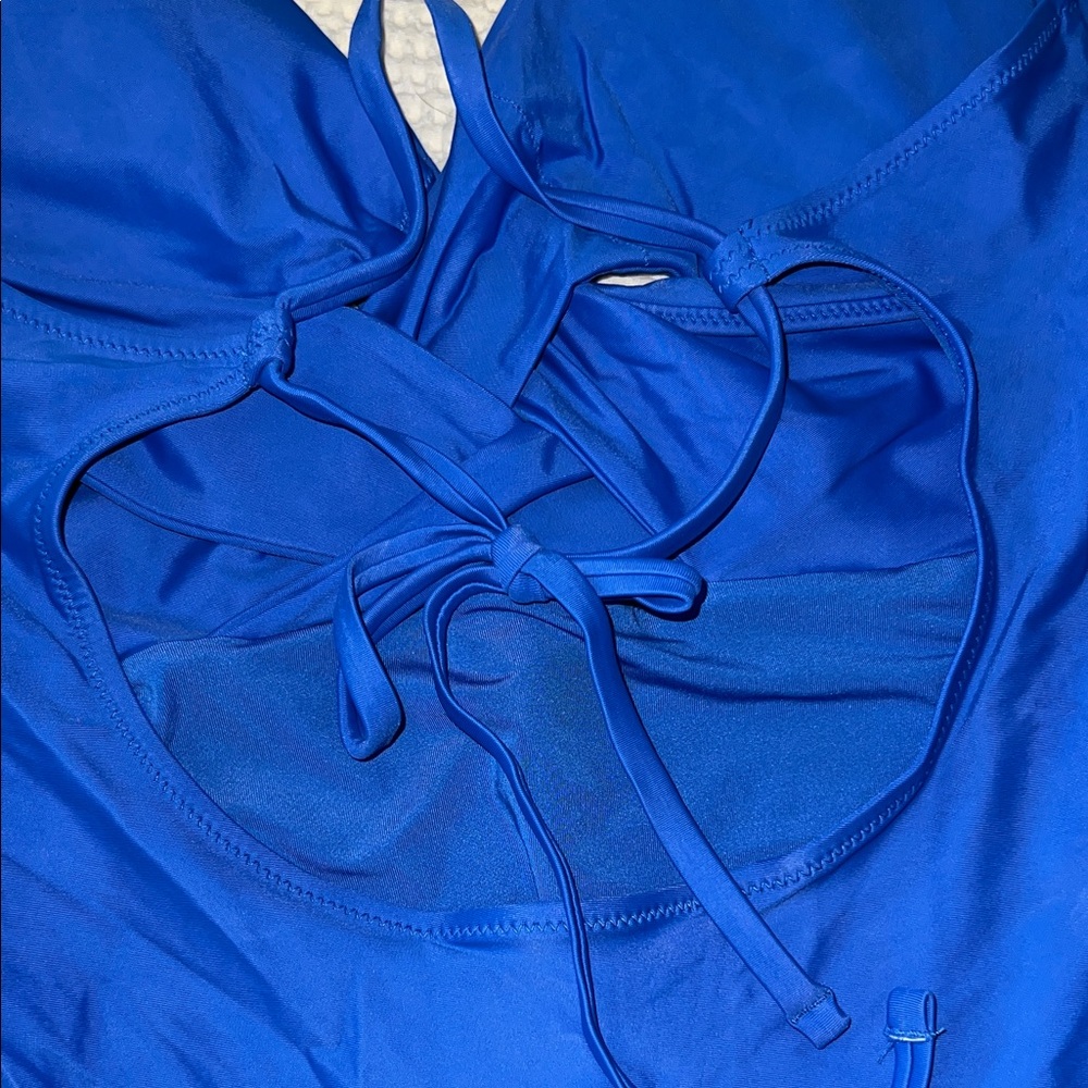 Aerie Women’s Vibrant Blue One-Piece Swimsuit, Size L, EUC, criss-cross front - Picture 4 of 5
